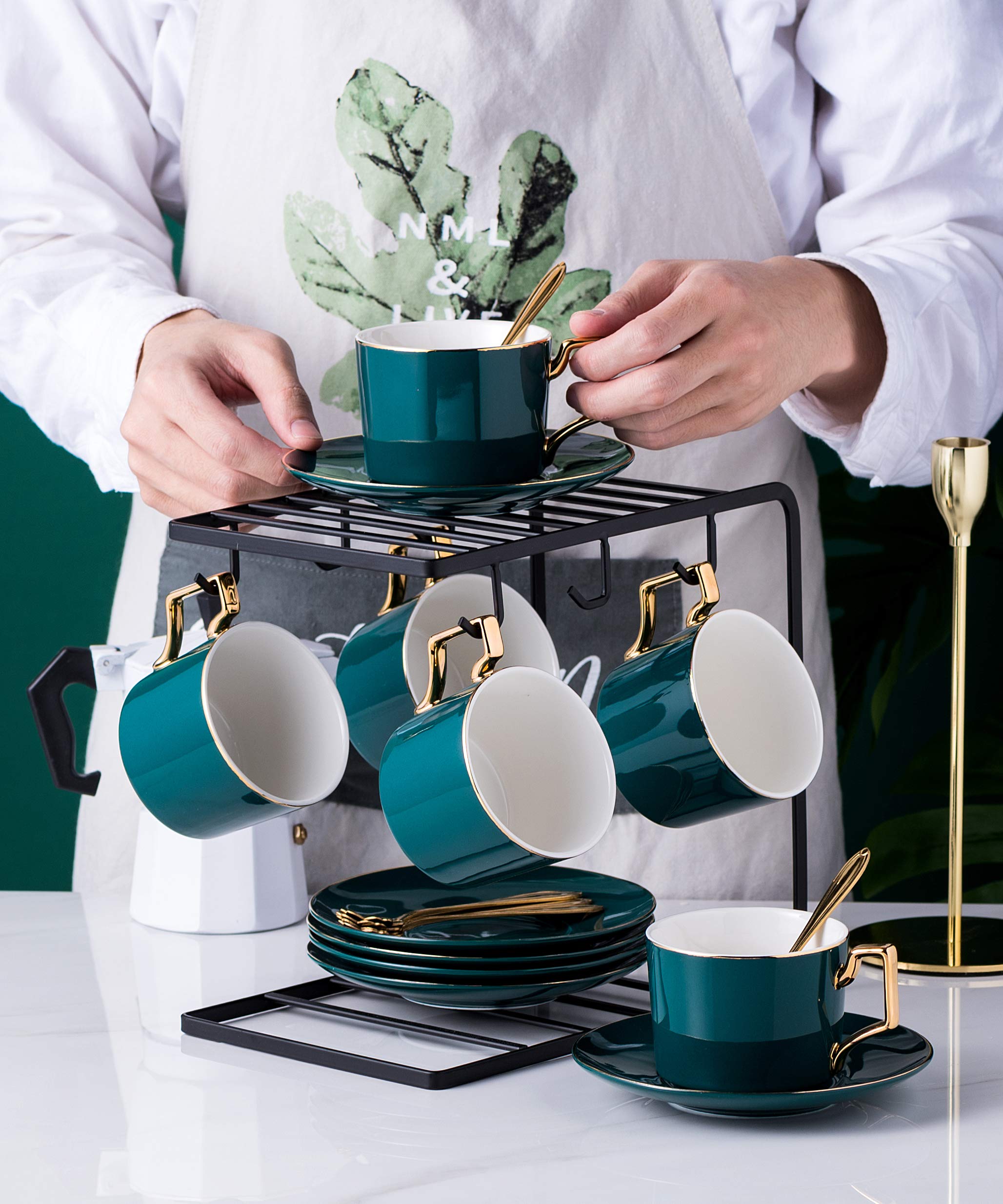 Amazon.com | Jusalpha Dark Turquoise Green Fine China -7 OZ Tea